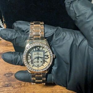 Gold-Tone Watch with Crystal Accents